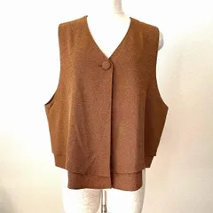 #anc シセンドウ ヒトシタムラ 詩仙堂 HITOSHI TAMURA ベスト ジレ 茶系 ちりめん 重ね着風 レディース [928933]