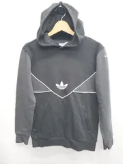 ◇ ⊆ adidas アディダス 三つ葉 長袖 プルオーバー パーカー サイズ160 ブラック キッズ 子供服 男の子 E  【1507010010689】