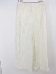 ◇ NATURAL BEAUTY BASIC ハイウエスト タック ストライプ パンツ サイズM オフホワイト グレー レディース P  【中古】 【1210050009512】