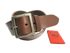 栃木レザーベルト　チョコ　アンティークゴールド鍍金（めっき）バックル　４０ｍｍ幅　一枚革