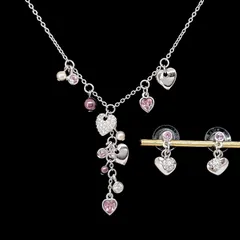美品★ SWAROVSKI スワロフスキー ネックレス ピアス ハート ラインストーン パール カラー ストーン
