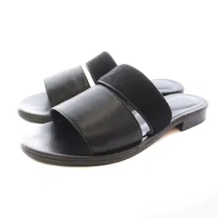 バーニーズニューヨーク BARNEYS NEW YORK サンダル ローヒール レザー ハラコ 35 22cm 黒 ブラック /KUのサムネイル