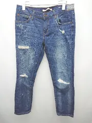 ◇ ZARA WOMAN ダメージ ストレッチ ジーンズ デニム パンツ サイズEUR38 USA06 MEK28 インディゴ レディース P  【1405290001154】