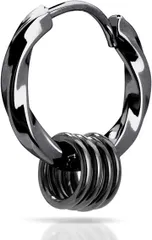 aliba ピアス メンズ フープピアス サージカルステンレス 金属アレルギー対応 メンズピアス 片耳(ブラック)