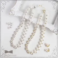 パールストーンネックレス＋ピアスorイヤリングset シルバー/ゴールド
