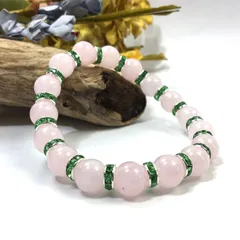 ローズクォーツ パワーストーン ブレスレット 天然石 10mm （グリーン）メンズ・レディース 男性・女性 数珠ブレス 開運  [3] 