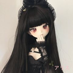 BJDドール用ウィッグ 前髪あり 黒長直毛 発見品 3分4分6分 前髪ソフト高温糸 ヘアパーツ
