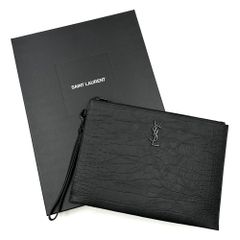 【極美品】SAINT LAURENT　サンローラン　カサンドラ　タブレットホルダー　クロコダイル　クラッチバッグ　リストストラップ　ラムスキン