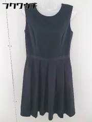 ◇ KUMIKYOKU 組曲 バックジップ ノースリーブ 切替 膝丈 ワンピース サイズ3 ネイビー レディース  【中古】 【1110210010566】