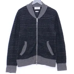 THOM BROWNE ウールニットジップアップボンバージャケット サイズ1 ネイビー MKJ003A00015