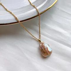 【限定１点❤︎サージカルステンレス】大粒淡水パールの1粒ネックレス 45cm