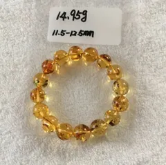天然 アンバー 花琥珀 ブレスレット 11.5mmから12.5mm玉