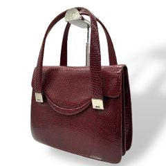 超美品✨】リザード ハンドバッグ チェリーレッド 本革 手提げ 
