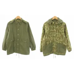 ナイジェルケーボン NIGEL CABOURN ミリタリージャケット リバーシブル アウター フード カモフラ柄 ミリタリー柄 麻 リネン混 46 M カーキ /YTのサムネイル