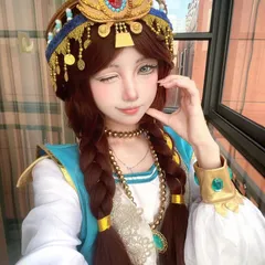 「Identity V コスプレウィッグ 玩具職人 ブラックロングストレート ツインブレイド ナチュラルエアリーバング フルウィッグ」