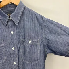KOJIMA GENES インディゴ ストライプ ワークシャツ ヒッコリー コットン 半袖シャツ サイズM 日本製　07040707 01のサムネイル