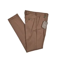 BERWICH ベルウィッチ / MORELLO スラックス ワンタック ストレッチ チノ パンツ 春夏 メンズ リヨセル コットン ガーメントダイ ブラウン イタリア製 421930