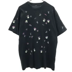 蓄光プリント 90s ホタルプリント 総柄 半袖 ホタル Tシャツ ブラック系 蓄光プリント シングルステッチ オールド ヴィンテージ メンズ