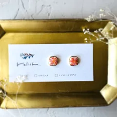 コスモス 金継ぎ 陶器 ピアス イヤリング ノンホールピアス 秋桜 秋の花 花 お花 オレンジ 橙 赤 レッド ピンク 桜 ゴールド 金 ギフト 贈り物 誕生日 母の日 やきもの 小ぶり 小さい