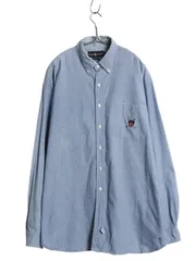 【お得なクーポン配布中!】 90s ラルフローレン ボタンダウン 長袖 シャンブレー シャツ メンズ XL オールド ポロ 100% コットン 長袖シャツ 大きいサイズ シンプル 青