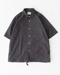 RINEN リネン 70/1ツイル 裾ヒモ半袖レギュラーカラーシャツ 04チャコール SHIRTSのサムネイル