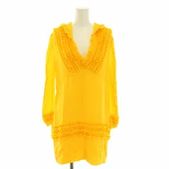 ディースクエアード DSQUARED2 リトルカクテルドレス Little Cocktail Dress ワンピース ミニ Vネック 長袖 チュニック フリル 36 XS 黄 イエロー /YTのサムネイル
