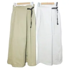 ニコアンド Niko and.. 美品 タグ付き有り 2点セット CツイルラップタックL SK スカート ロング 色違い サイドバックル M アイボリー ベージュ X