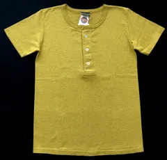 新品 定価6380円 USA製 グッドウェア ヘンリーネック Tシャツ　　スリムフィット Goodwear MADE IN USA アメリカ製 ゴールド M 玉7306 Slim Fit ロゴボタン