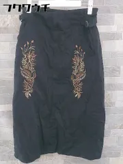 ◇ SENSE OF PLACE by URBAN RESEARCH 花柄刺繍 膝下丈 タイト スカート サイズ38 ブラック ブラウン レディース 【中古】 【1104140007246】
