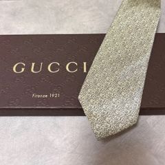 美品 GUCCI グッチ シルク 100％ ゴールド系 総柄 254-672