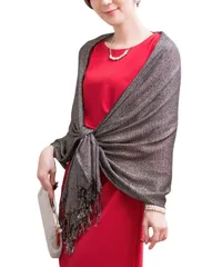 [グリーンパキラ] ストール レディース 大判 薄手 春 夏 ラメ入り きらきら UVカット ショール 結婚式 パーティー 羽織 プレゼント ギフト シフォン スカーフ 上品 母の日 40代 50代 60代 70代 冷房対策 秋 冬 ボレロ ポン [ブラック]