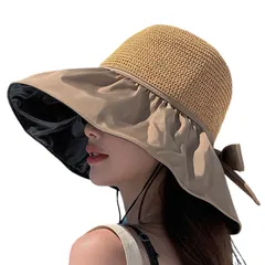 [LL FIERTE] UVカット 帽子 レディース ハット 日焼け防止 折りたたみ あご紐 日除け つば広 紫外線カット 小顔 サイズ調整 遮光 散歩 旅行 大きいサイズ 夏 遮熱 (ベージュ) [ベージュ] [57.0 cm]