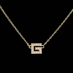 美品★ GIVENCHY ジバンシー ネックレス ゴールド ラインストーン 刻印 ジバンシィ メンズ レディース