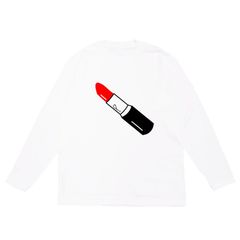 長袖Tシャツ カットソー トップス メンズ レディース ユニセックス 口紅 リップスティック ワンポイント L/S TEE ホワイト 白 LPSK-LS
