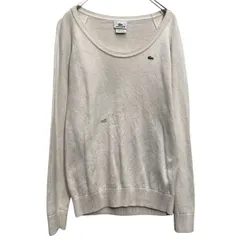 LACOSTE コットンニット セーター レディース M~ アイボリー ラコステ Vネック 古着卸 アメリカ仕入 a703-5732