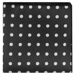 Elerevyo メンズ ハンカチ 柄織り ウェディング パーティー ポケットチーフ 黒の水玉模様 Free Size