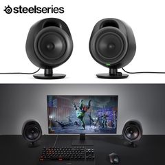 SteelSeries 61534 Arena 3 ゲーミング スピーカー AUX Bluetooth 重低音 バスレフ式 同時接続 音量 角度 調整 ダイヤル スタンド パソコン ゲーム 音楽 ブラック スティールシリーズ (R)