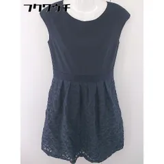 ◇ any SiS エニィスィス 切替刺繍 レースアップ ノースリーブ 膝下丈 ワンピース サイズ2 ネイビー レディース  【中古】 【1112090007131】