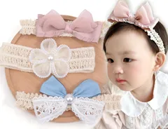 【数量限定】出産祝い かわいい 花 誕生日 カチューシャ 髪留め 髪飾り ヘアアクセサリー 3本セット リボン コットン プレゼント キッズ へアバンド 赤ちゃん ヘアバンド ベビー BIANHUAN
