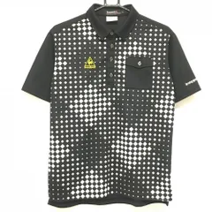 ★SALE価格★【超美品】ルコック 半袖ポロシャツ 黒×白 ブロックチェック調 メンズ M ゴルフウェア le coq sportif