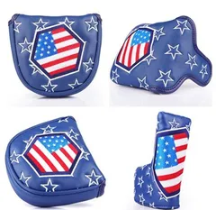 パターカバー ヘッドカバー オデッセイ 2ボールに対応 マレット用 マグネットタイプ スコッティーキャメロン オデッセイに適合 ピンタイプ用 Usa Star 青