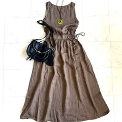 美品 ビューティーアンドユース ウォッシャブルフレンチリネンマキシワンピース 麻