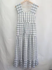 ◇ ⊂ Chesty チェスティ ギンガムチェック ノースリーブ ロング ワンピース サイズ0 ライトブルー ホワイト レディース E  【1412260030908】