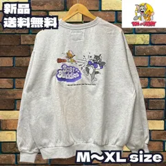 【TOM&JERRY×Sequenzコラボ ラムネ刺繍クルーネックトレーナー】トムとジェリー トムジェリ  シークエンズ コラボアイテム スウェット 刺繍 メンズ レディース ユニセックス ペアルック 新品未使用 24770948 グレー 送料無料