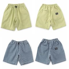 新品　BREEZE（ブリーズ）ウエストコードハーフパンツ 5分丈　90㎝　半パンツ　パンツ　ヒッコリー　グリーン　ベビー