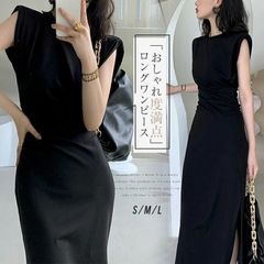 ワンピース レディース ロングワンピース ロング丈 ノースリーブ ワンピ 無地 タイトワンピース ミモレ丈 着痩せ シンプル ロングワンピ 通