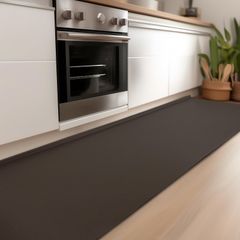 Gemarwel キッチンマット 拭ける【全ネット L字-折り目付き-床の隙間にピッタリフィット】 45x180cm 台所マット 6mm 分厚い 低反発 滑り止め 滑らない ふける 北欧 洗える 防炎 防寒 防音 撥水 PVC ポリ塩化ビニール おしゃれ かわ