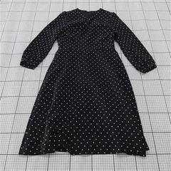 ◇ Θ ef-de エフデ ドット 水玉柄 長袖 膝下丈 フレア ワンピース サイズ11 ブラック系 レディース E  【1509180016751】