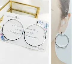 大振り☆シルバーデザインフープ　ハンドメイドピアス・イヤリング