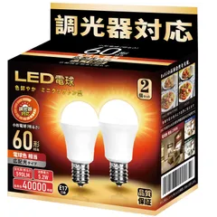 【特価商品】調光器対応 E17口金 LED電球 60W形相当 590lm 電球色相当 密閉器具対応 ミニクリプトン ミニランプ形電球 広配光 小形電球 断熱材器具対応 PSE認証 2個セット(E17 60W形 電球色)